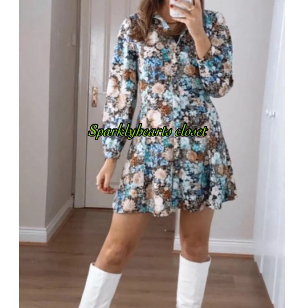 New Zara Blue Floral Dress